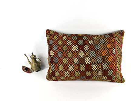Kelim Kissen 40x60 cm Handgefertigt Kissenbezüge Türkisch Lendenkissen Dekorative Kissenhülle Dekokissen Zierkissen Sofakissen Teppiche Ethnische Kilim Kissenbezug code 3910