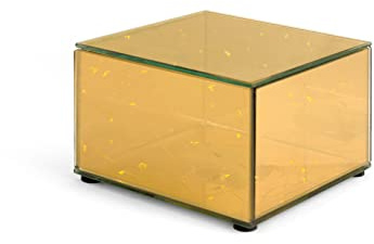 H&H Natale Alzata in Vetro con Led, Oro, Altezza 10,5cm, Decorazione Natalizia