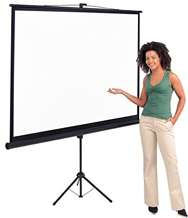 Eyeline® Tripod Projection Screen with Carry Bag Protector Bundle - Home Cinema, Office, Zoom, Presentation (Screen 180cm with Borders & Bag)