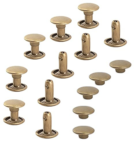 YiChuangXin 300 Stück Hohlnieten für Leder, Ledernieten, Doppelkappe Nieten, Gürtelnieten Kappe (6mm Bronze)