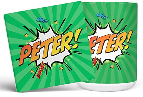 Mug Monster Taza con nombre personalizado, regalo personalizado con texto Taza de café de cerámica, regalo para hombres o mujeres, taza extra grande y gigante disponible, taza blanca y posavasos
