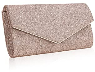 CORIOS Abendtasche Damen Kette Clutch Bag Glitzer Henkeltasche Hochzeit Brautbörse Glänzend Schultertasche Elegante Umhängetasche Klein Tasche für Hochzeit Abschlussball Bankett-Party Champagner
