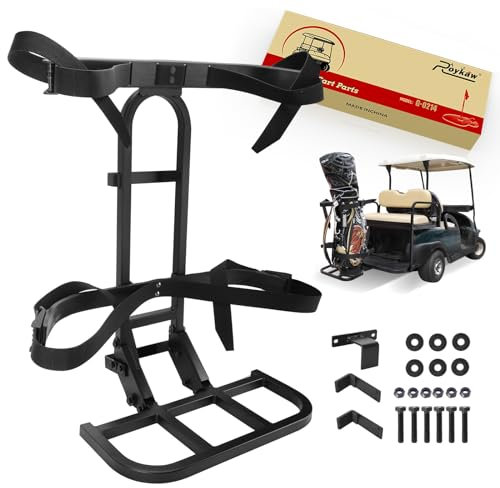 Roykaw Upgraded Golf Cart Rear Seat Bag Holder Universal Compatible with EZGO/Club Car/Yamaha, Golf Cart Rear Seat Bag Rack, Better Fixation/Space-Saving/No Drilling Required/Rust-Proof