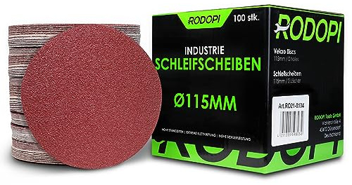 RODOPI RedDevil Lot de 50 disques abrasifs auto-agrippants 115 mm Grain 40-320 Papier abrasif pour ponceuse excentrique Non perforé Zirconium Corindon Tampons abrasifs ronds Disque Velcro