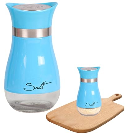Anulely Spargisale e pepe – Spargere sale e pepe con fondo in vetro e coperchio in acciaio inox per utensili da cucina, tavolo da cucina, camper, campeggio, barbecue