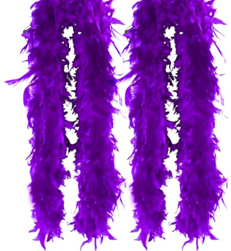 Asudaro Bunte Federn Boa,2pcs Federboa Feder Boas 2 Meter Flauschige Türkei Marabu Feder Trim Streifen Schal Diy Handwerk Weihnachten Party Halloween Kostüm Federn Boa Kostümparty für Mädchen
