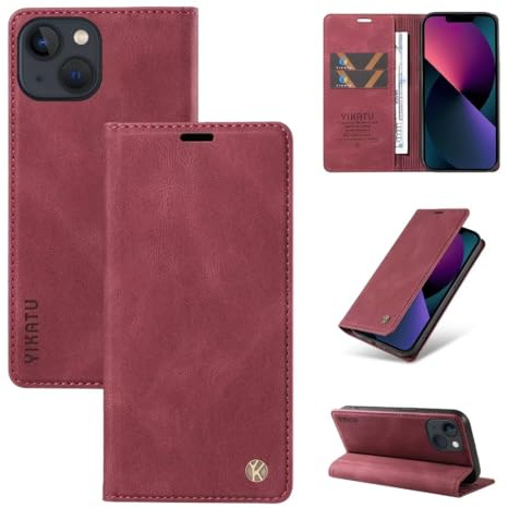 Handyhülle für Xiaomi 13T/13T Pro Hülle, für XXiaomi 13T/13T Pro Kartenfach Magnet Flip Case Wallet Handytasche Schutzhülle Klapphülle für Xiaomi 13T/13T Pro,Weinrot