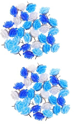 SHINEOFI 60stücke Blumenförmige Reißzwecken Wiederverwendbare Pinnadeln Für Karten Büros Und -projekte Blauverlauf Dekorative Pushpins Für Fotos Und Notizen