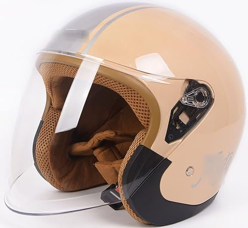 Mezzo Elmetto Da Moto, Mezzo Casco Retrò Omologato ECE, Casco Jet Stile Tedesco Retro Uomo Donna Caschi Cromwell Adulto Casco Semi Aperto Per Scooter Da Skateboard Street Cruiser 5,55-62CM