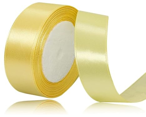 4cm Hellgelb Satinband, Satin Dekoband Präsent Geschenkband Breit Ribbon für Kleid Hochzeit, Taufe und Geburtstag Geschenke,Satin Dekoband, Deko Band Geschenkverpackung, 22.8M…