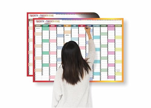 A1 Wall Planner 2025 Wall Calendar Jan To Dec Yearly Planner Chart Student Family Home School Office Work Study Full Year Planning Multicolor Annual Poster 59.5x84.1cm
