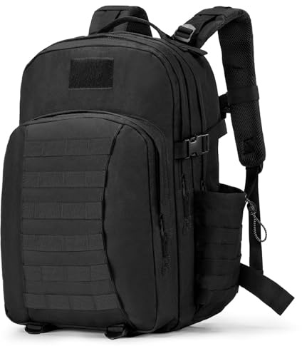 Wiserset taktisk militär ryggsäck 40 l, arméryggsäck för män och kvinnor, molle motorcykel dagryggsäck för jakt, resor, svart, 40