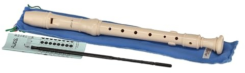 Aulos C-Sopran Blockflöte Elite Mod. 302BS, elfenbeinfarbig, deutsche Griffweise, mit Tasche, Wischerstab und Grifftabelle, mit gebogenem Windkanal