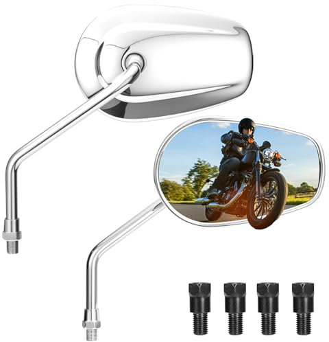 KEMIMOTO Retrovisores Moto, Fabricados en Aleación de Aluminio, Universales Espejos Motocicleta M10, Ajustables 360°, Amplia Área de Visión, para la Mayoría de Motos