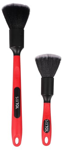 SIXTOL Car Detailing Brush 2 Pro | Ensemble 2 brosses Larges | Nettoyage précis intérieur Voiture | Manche Ergonomique