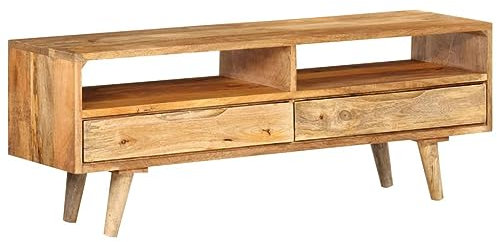 ShGaxin 352783 Meuble TV en bois massif de manguier 140 x 30 x 41 cm, table TV, meuble TV, meuble de salon, meuble TV
