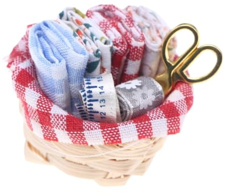 Jingyash Panier de couture de miniature, panier de couture,FAVORS FOURNIS LES ACCESSOIRES DE PAILLE DE MINÉE | Accessoires d'artisanat décoratif Ensemble de tricotage mignon pour les familles, les
