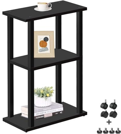 TUTOTAK Kleiner Beistelltisch, schmaler Beistelltisch, Nachttisch, Couch Beistelltisch mit Rollen für Wohnzimmer oder Schlafzimmer, Schwarz TB01BK061EU