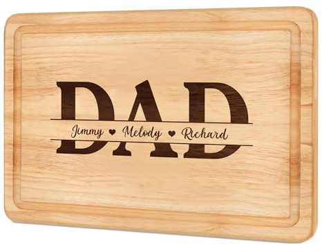 Personalised Chopping Board Fathers Day Dad Gifts for Dad Grandpa from Daughter Son Engraved BBQ Cutting Board Custom Chopping Board Gifts for Father's Day Birthday Christmas(Design 4)