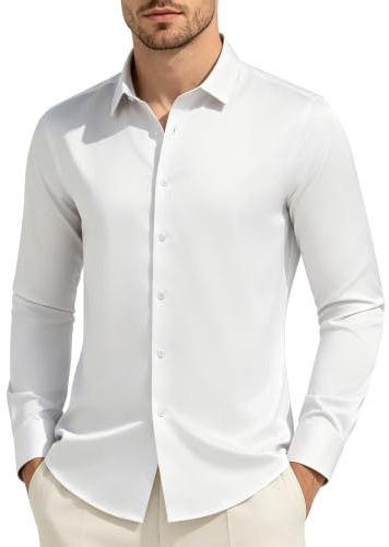 Casey Kevin Chemise Homme Manches Longues sans Repassage - Satin Chemise