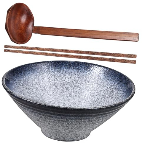 MOTHNUR Ciotola Ramen in con Bacchette in e Cucchiaio Spesso Antiscivolo Completo per Ristorante e Casa Scodella Zuppa Versatile e Sicura