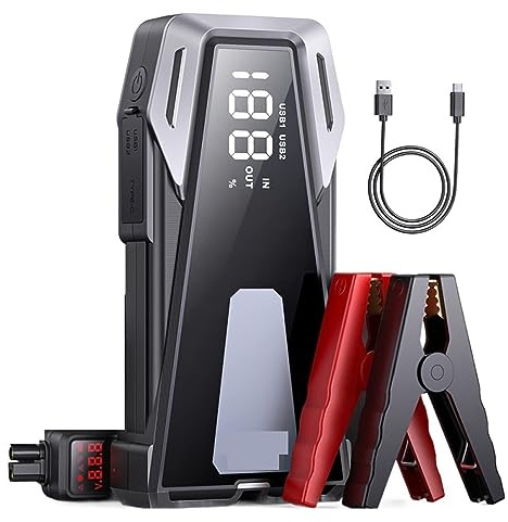 Démarreur De Saut Voiture 2500A Chargeur Batterie Automobile Externe Portable Grand Écran Puissant Booster Affichage NuméRique