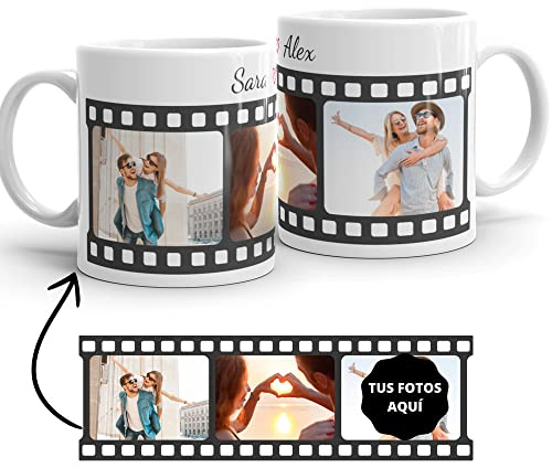 Zumo Digital Taza Personalizada con Foto y Texto, Dia de los Enamorados, Fotos de Recuerdos, Cerámica Blanca (Amor)