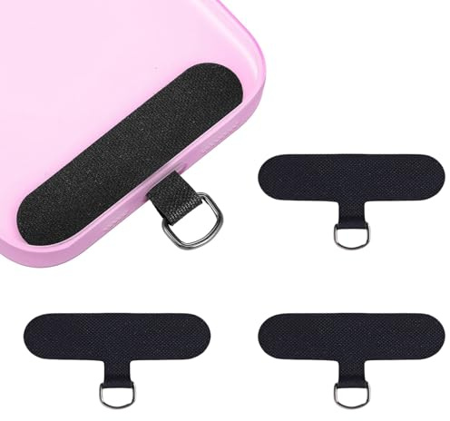 3-pack mobiltelefonband universella kuddar, ultratunn T-form mobiltelefon snodddynor för alla smartphones, ersättningsplattor för mobiltelefonkedja och mobiltelefonrem för upphängning, svart