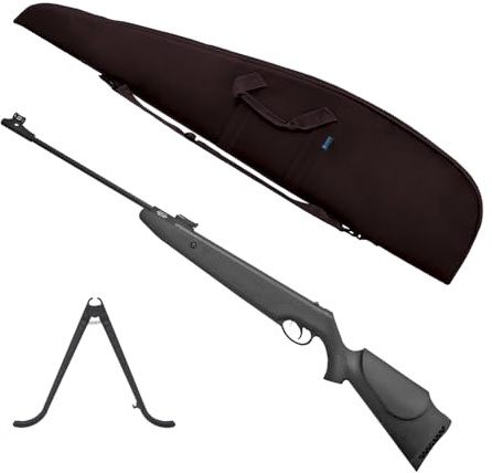 Ekol Carabina Major de Aire Comprimido Potencia 3,5 Julios Calibre 5,5 Incluye Bípode y Funda de Poliéster de 125 cm de Color Negro