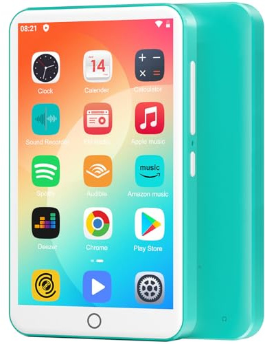 80GB MP3 Player with Bluetooth and WiFi, Oilsky 4.0 IPS Touch Screen MP3 Player with Speaker, Music Player with Spotify, Audible, Amazon Music, MP4 Android Music Player Up to 512GB (Turquoise)