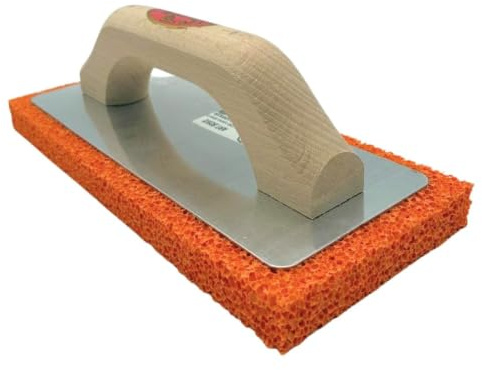PAVAN ANCORA Frattazzo Professionale 24 cm. x 10 cm. con Spugna Rettangolare Morbida, Frattone per Intonaco, Rasatura e Pulizia Fughe, Base in Acciaio e Manico in Legno Ergonomico