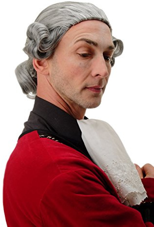 WIG ME UP - F2588 Perücke Qualitätsperücke Herren Karneval Theater Barock Lord Edelmann Adliger dunkelgrau grau