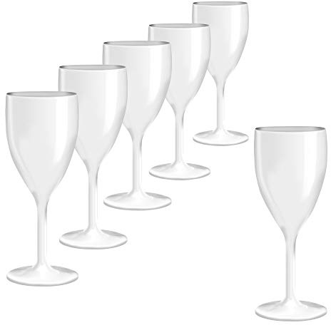 DoimoFlair Weinglas aus Kunststoff Weinbecher Plastik Weißweinglas Rotweinglas Weiß 34 cl. Set 6 Stück