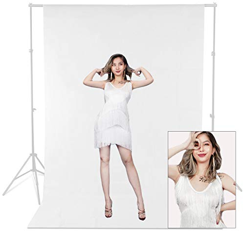 White Photography Backdrop 1.8M X 2.7M/6Ft X 9Ft 100% Cotton Muslin Background