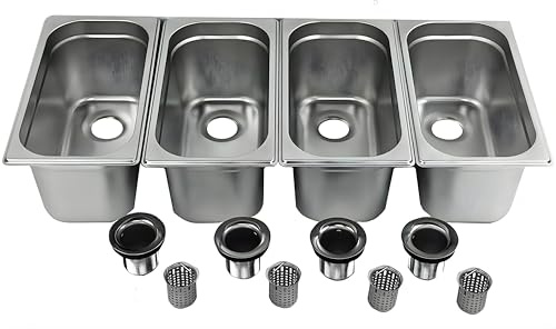 Standard 4-Compartment Drop-in Stainless Steel Sink Set & Hand Washing for Concession Stand Food Trailer