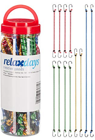 Relaxdays 48 TLG. Spanngummi Set, Gepäckspanner für Auto und Fahrrad, Universal Expander, 35cm bis 1m lang, 4 Größen, Mehrfarbig