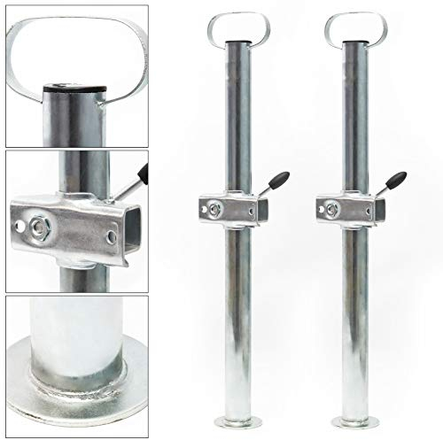 WilTec 2X Pata Apoyo para Remolque Soporte Tubo Acero Ø 48 mm 700mm con Abrazadera Accesorios de remolques