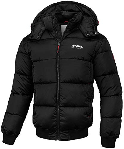 Pitbull - Giacca invernale da uomo con cappuccio Walpen II, giacca da uomo con cerniera, tasche laterali comode, giacca perfetta per l'inverno, nero taglia XL