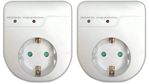 Juego de 2 adaptadores de protección contra sobretensión, protección contra sobretensión, protección contra sobretensión, adaptador de enchufe para seguridad infantil