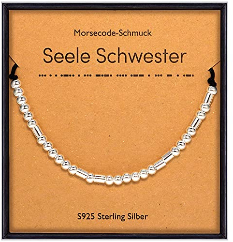 Suyi Schwester Morse Code Armband Geschenke für Frauen Mädchen Sterling Silber Armband für Schwester Soul Schwester Bester Freund Seele Schwester
