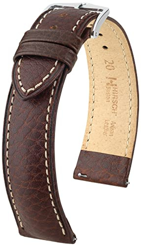 HIRSCH Uhren-Band Boston M - modisches Premium-Lederband für Deine Armbanduhr - Braun - 18 mm