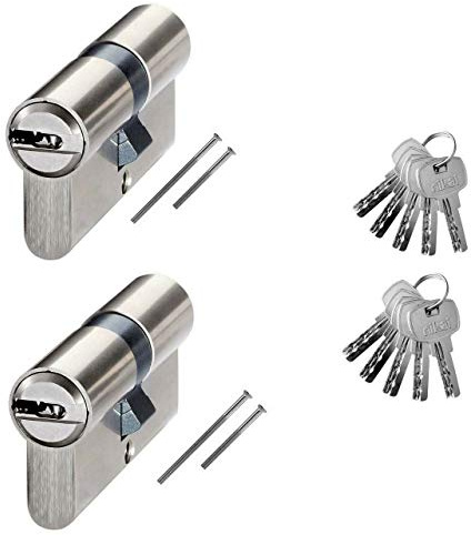 Elrozo Nikai Zylinderschloss 60mm 30/30 70mm 35/35-80mm 40/40-90mm 45/45 Tür Wählbar Knaufzylinder Profilzylinder Neu (2er Set Profilzylinder Gleichschließend, 90mm 45/45)