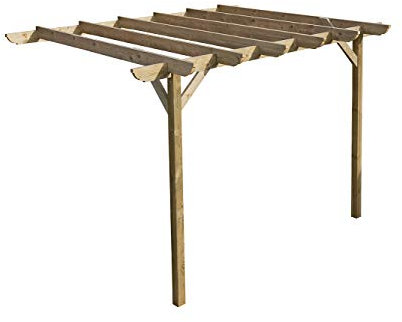 Wooden Garden Lean-to Pergola Kit - Corbel Design Shade Canopy Gazebo (3m x 3m, Natural (light green))