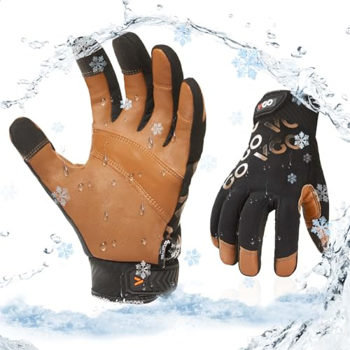 Vgo... Mechanikerhandschuhe,Rigger Handschuhe aus Leder für leichte Arbeiten, Anti-Abrasion
