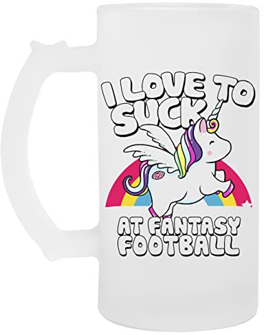 I Suck At Fantasy Football Loser Unicorn - Football Glas Bier Becher Tasse Glass Beer Mug Cup
