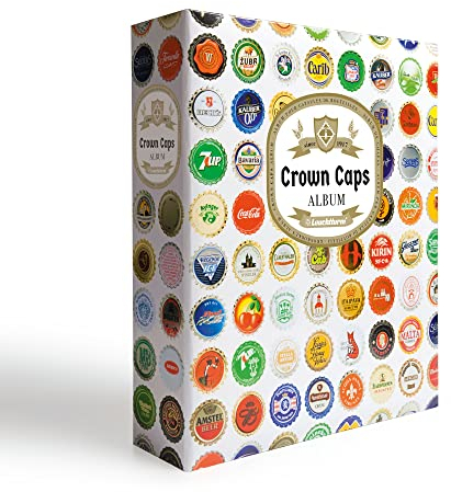 Leuchtturm 363949 Kronkorken-Album Grande, Crown Caps - Englisch, mit 5 Hüllen Compart für 210 gebrauchte Kronkorken