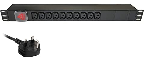 JUSTOP 10 Way Rack Mount PDU 10 x IEC C13 Sockets 1U 19 Inch 13A Power Distribution Unit With On/Off Switch
