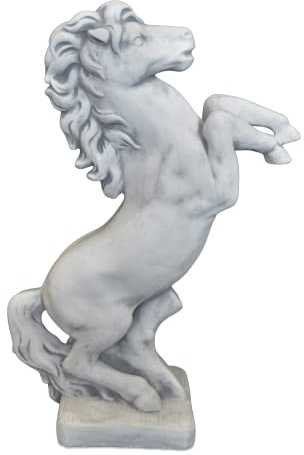 gartendekoparadies.de Tanzendes Pferd, Steinfigur, H. 78 cm, 42 kg, Grau, frostsicher aus Steinguss für Außenbereich