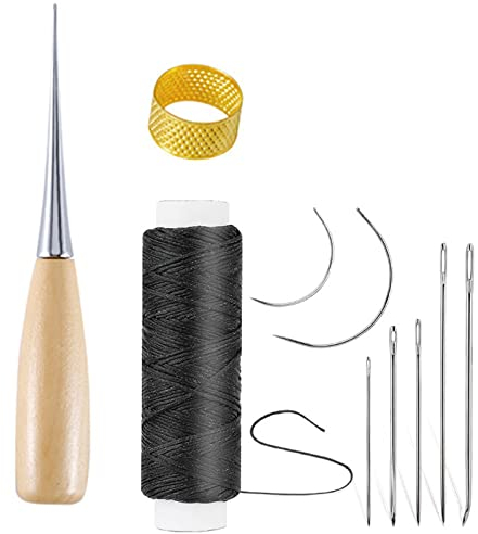 Juego de Costura de Cuero,Agujas de Coser Cuero,Kit de Artesania Cuero,Kit de Costura de Cuero con Agujas Coser Cuero,Agujas de reparación de manualidades de cuero,Adecuado para costura de cuero DIY