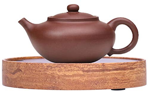 Plateau à thé, plateau à thé en bambou chinois Plateau à thé rond en bambou Théière Pad Service à thé chinois avec couvercle de vidange Convient pour une utilisation domestique